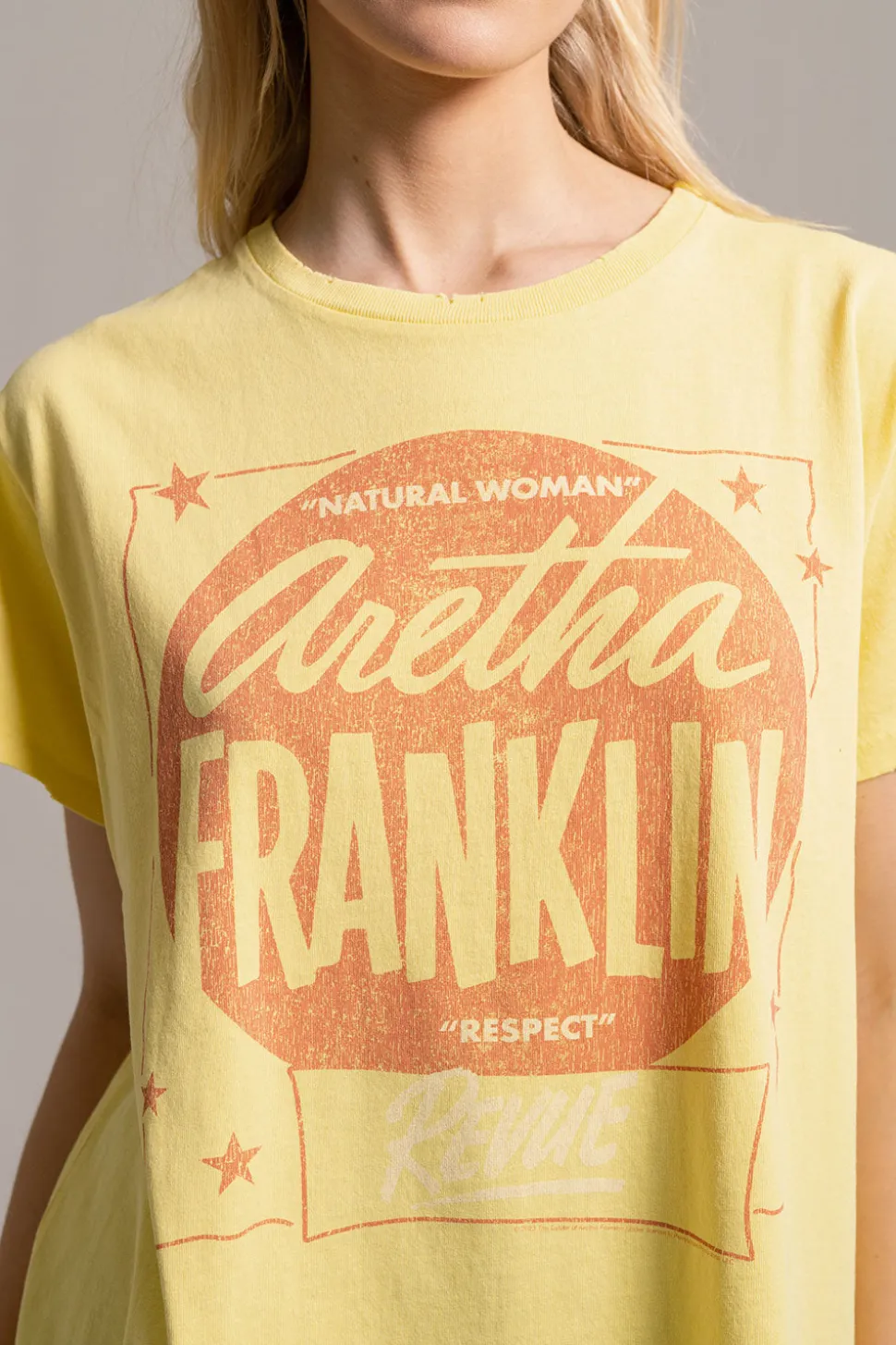 Chaser Brand Aretha Franklin - "Respect" Distressed Crew Neck Clearance