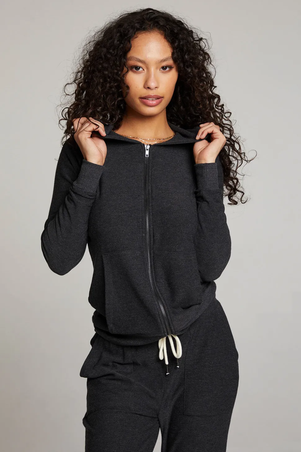 Chaser Brand Black Long Sleeve Raglan Zip Up Hoodie Online