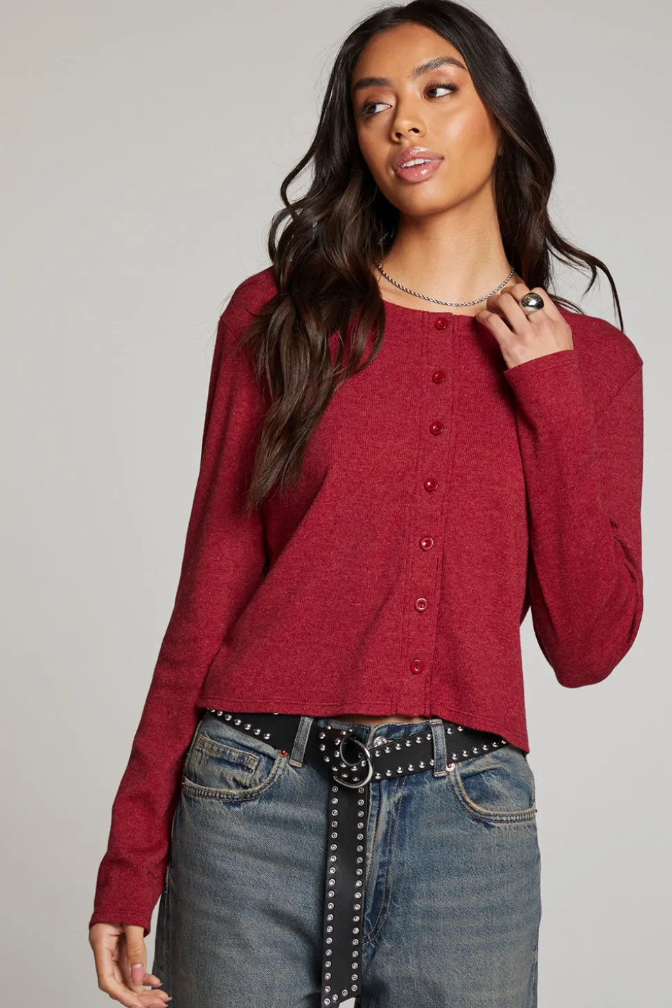 Chaser Brand Brady Blood Red Button Up Pullover Discount