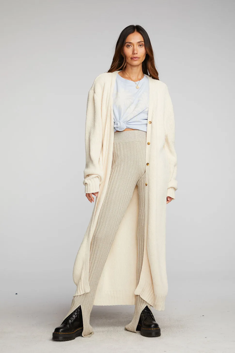 Chaser Brand Chenille Sweater Knit Button Down Long Cardigan Discount