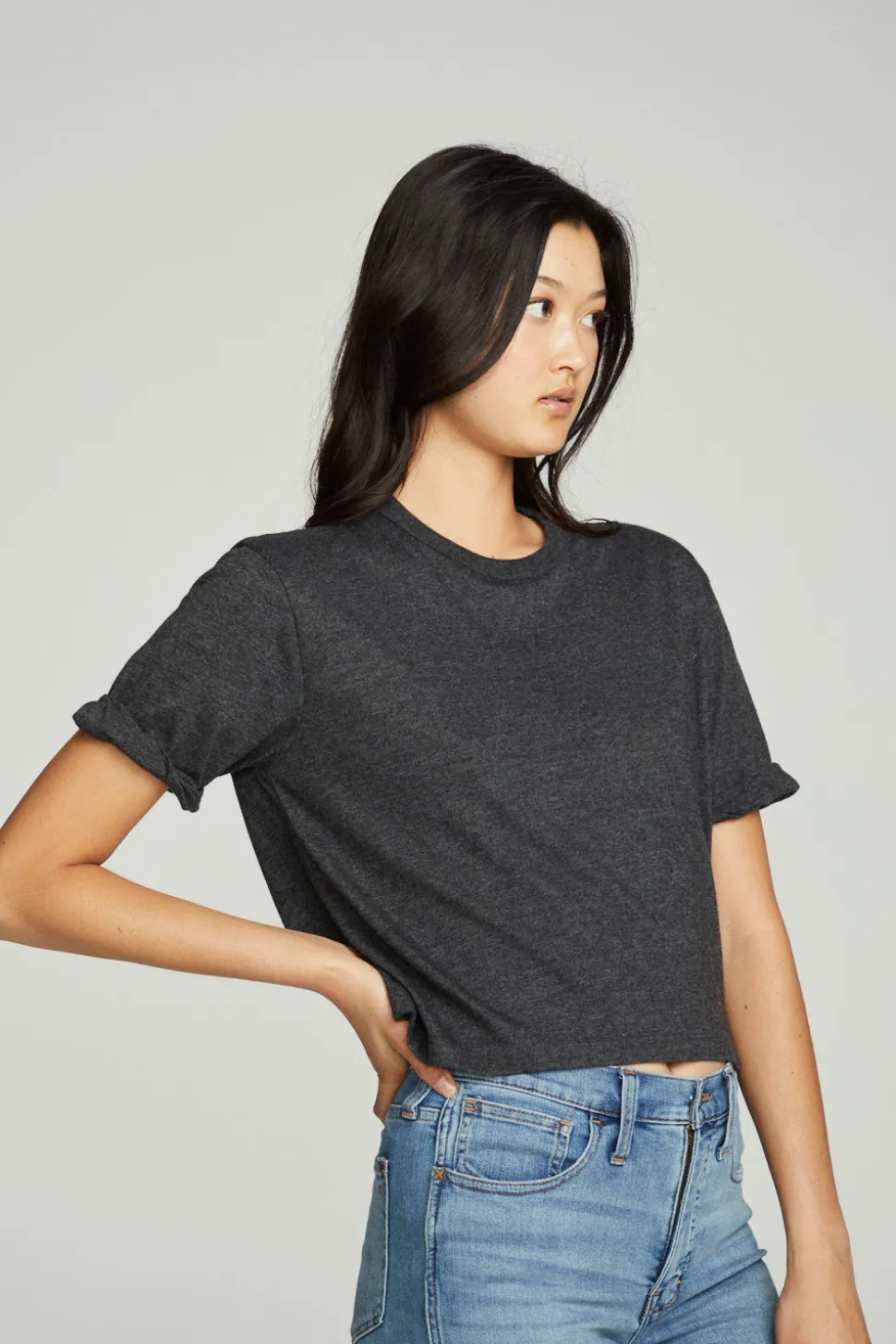 Chaser Brand Cropped Crew Neck Short Sleeve Tee Flash Sale