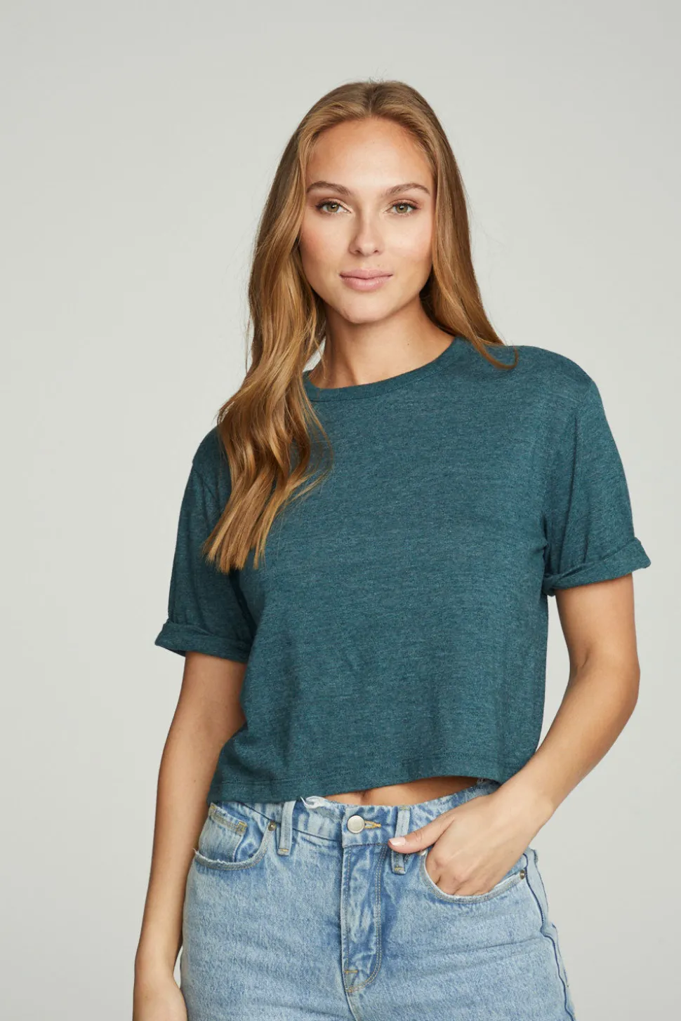 Chaser Brand Cropped Crew Neck Short Sleeve Tee Store