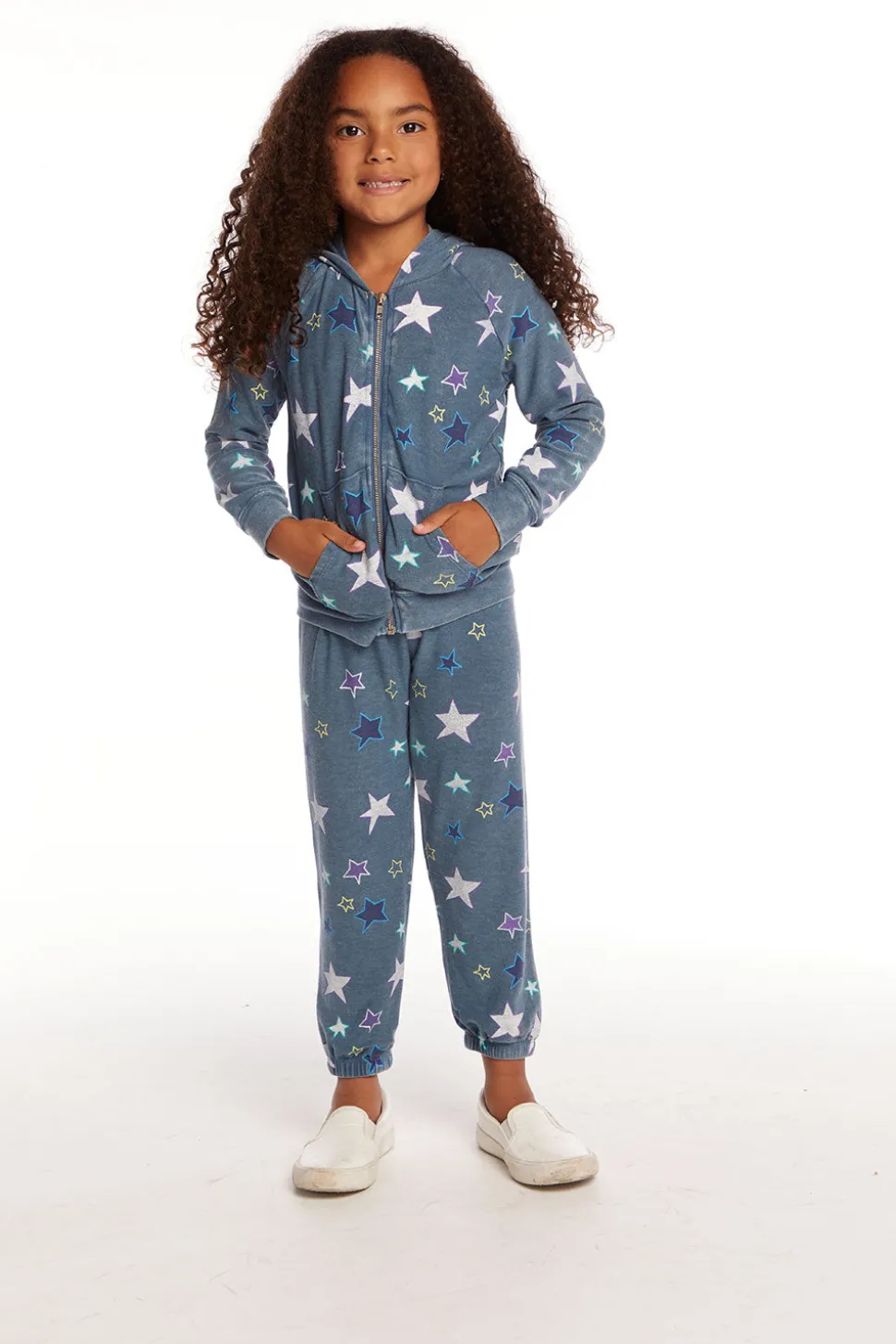 Chaser Brand Embroidery Stars Girls Zip-up Hoodie New