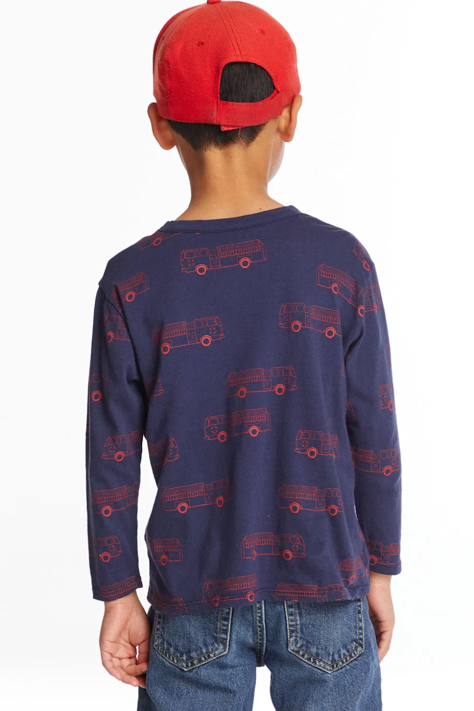 Chaser Brand Fire Trucks Boys Long Sleeve Crew Neck Tee Discount