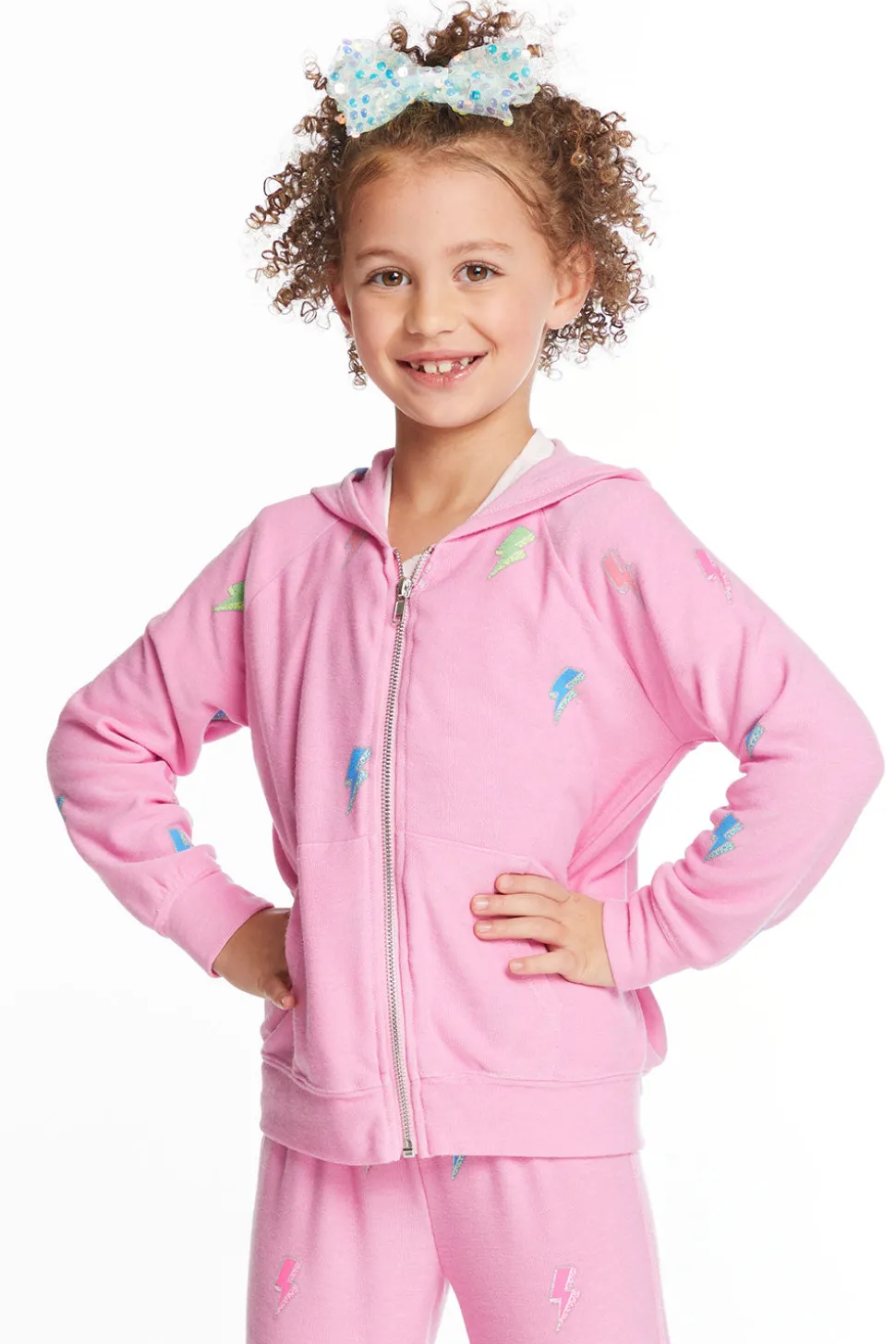 Chaser Brand Glitter Bolts Girls Zipup Hoodie Store