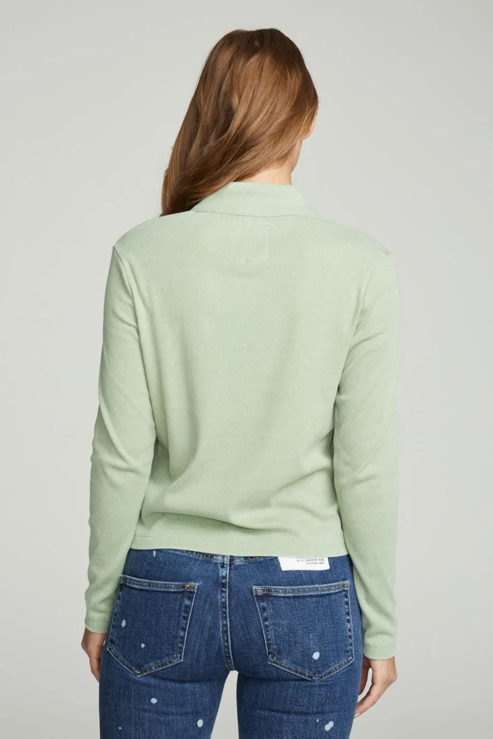 Chaser Brand Long Sleeve Snap Front Mock Neck Tee Best