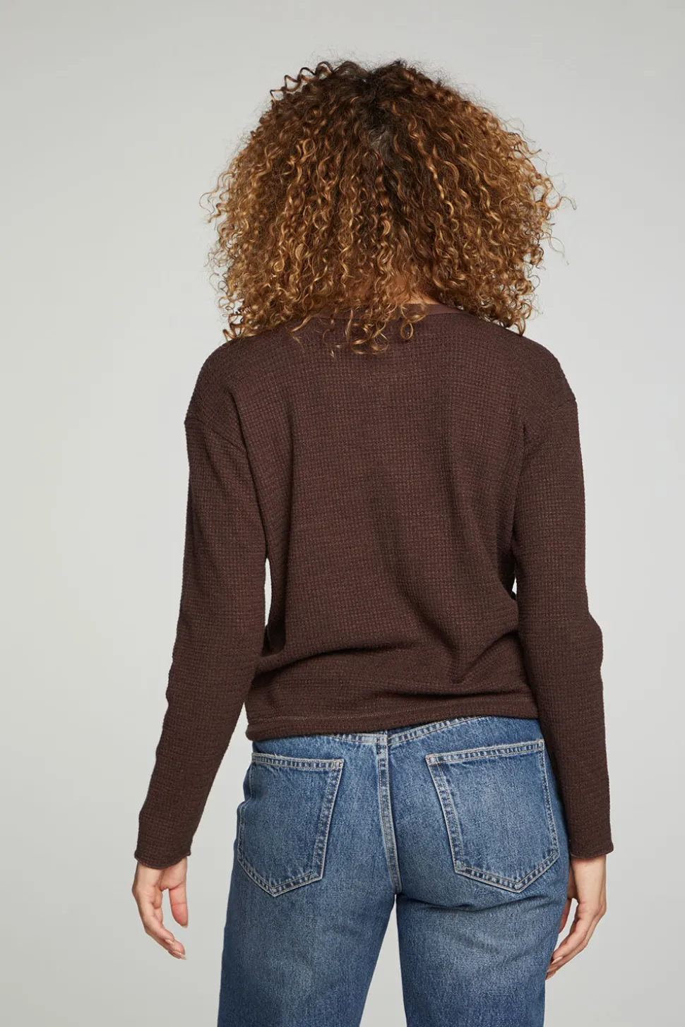 Chaser Brand Long Sleeve Snap Henley Drawstring Waist Tee New