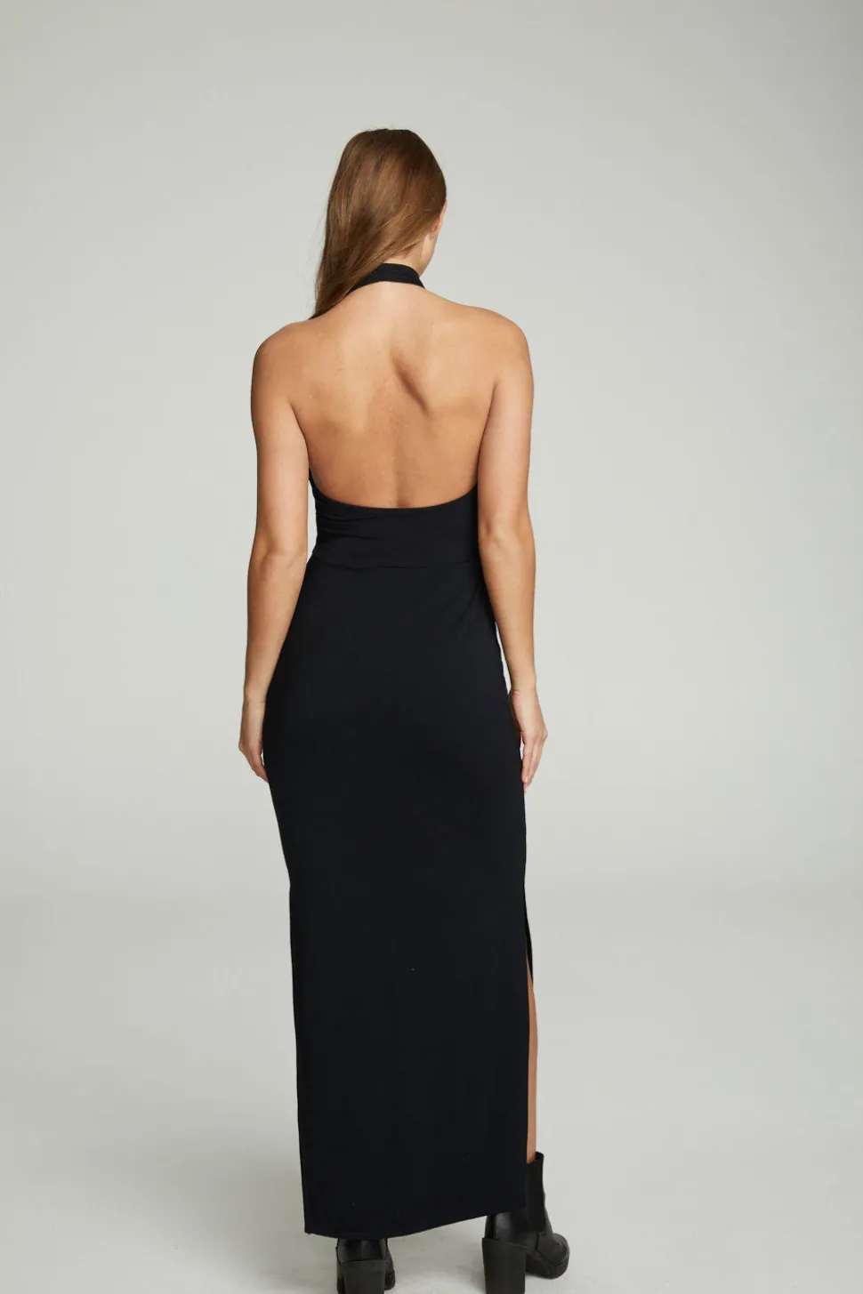 Chaser Brand Mock Neck Open Back Maxi Dress With Side Slit Fashion