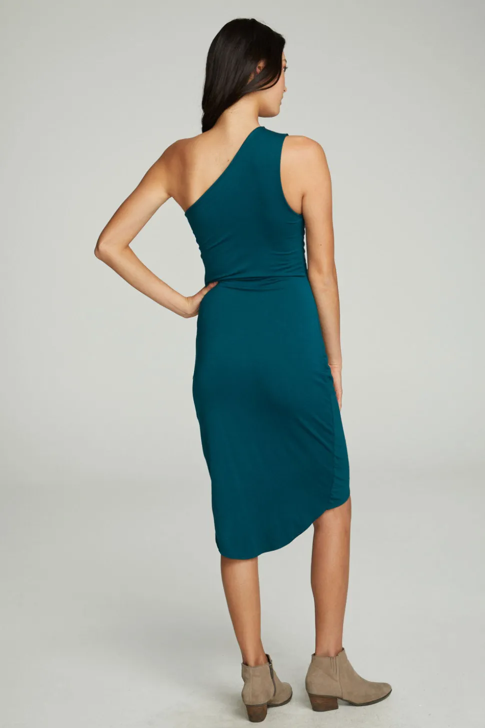 Chaser Brand One Shoulder Shirred Cross Over Dress Shop