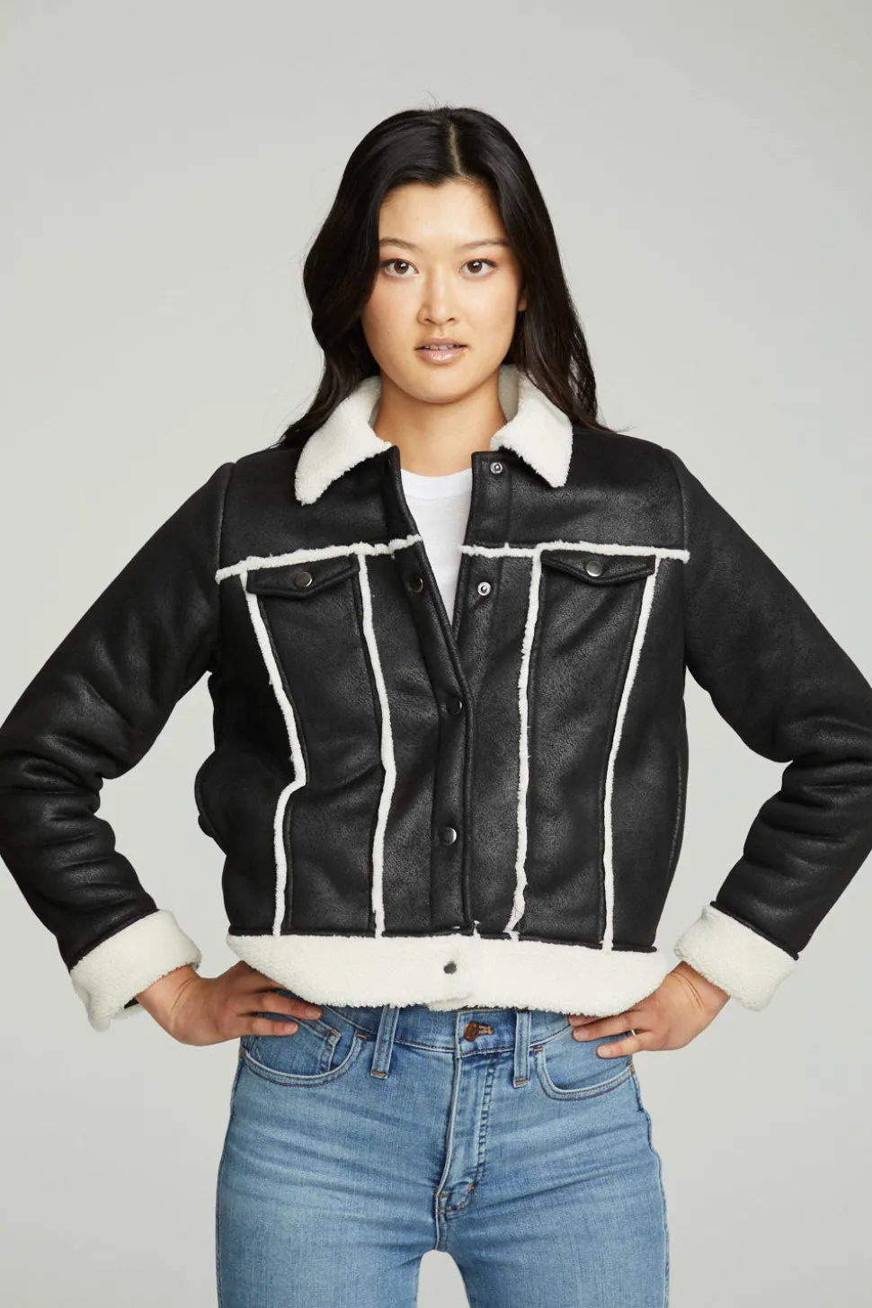 Chaser Brand Shearling Trucker Jacket Hot