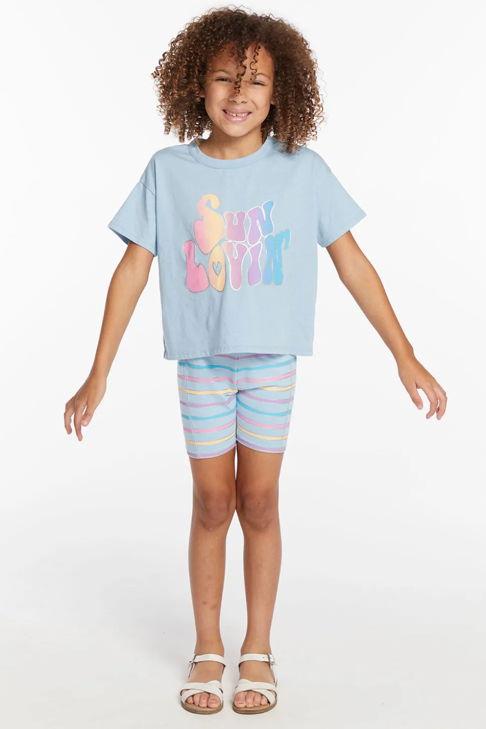 Chaser Brand Sun Lovin' Stripe Girls Shorts Discount