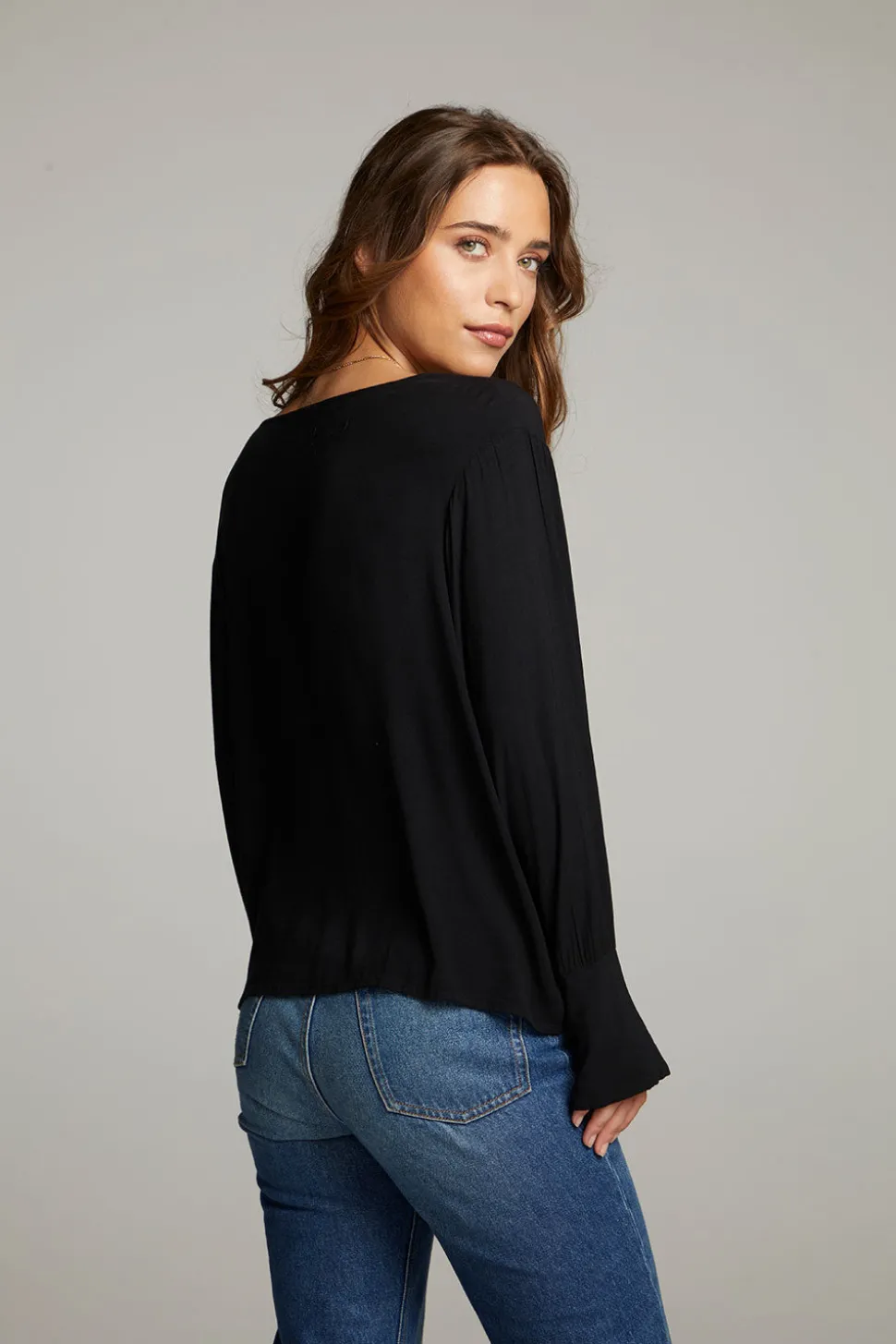Chaser Brand Warren Licorice Blouse Discount